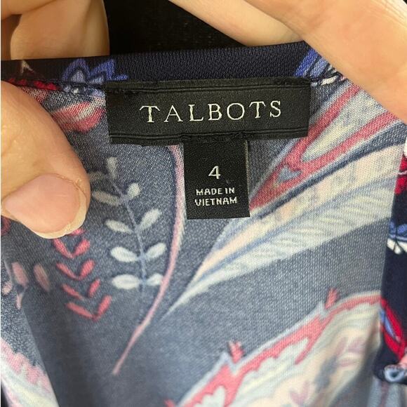 Talbots Navy And Purple Floral Paisley Knee Length Dress Size 4 - Picture 9 of 10